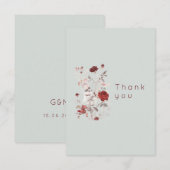 Simple Dove Grey Watercolor Floral  Dankeskarte (Vorne/Hinten)