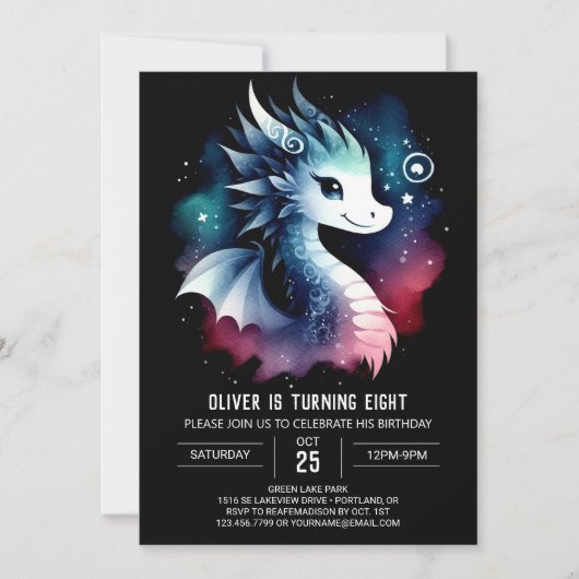 Simple Dragon Birthday Children Einladung (Vorderseite)