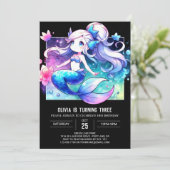 Simple Dreamy Mermaid Birthday Einladung (Stehend Vorderseite)