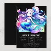 Simple Dreamy Mermaid Birthday Einladung (Vorne/Hinten)