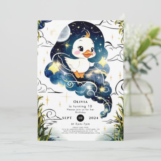 Simple Duck Birthday Einladung (Stehend Vorderseite)