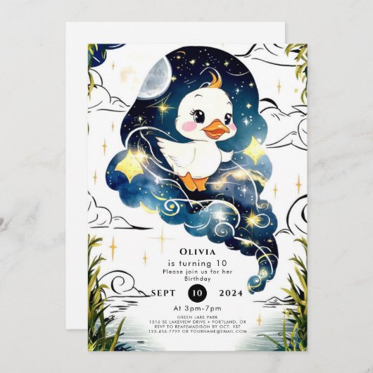 Simple Duck Birthday Einladung (Vorne/Hinten)