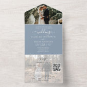 Simple Dusty Blue 2 Foto QR Code UAWG Wedding All In One Einladung (Innen Boden)