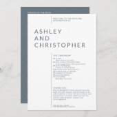 Simple Dusty Blue Abgeschieden Names Wedding Zerem Programm (Vorne/Hinten)