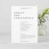 Simple Dusty Blue Abgeschieden Names Wedding Zerem Programm (Stehend Vorderseite)