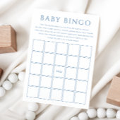 Simple Dusty Blue Baby Shower Baby Bingo Card Einladung