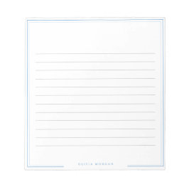 Simple Dusty Blue Border Name Stationery Lines Notizblock