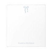 Simple Dusty Blue Bow Script Custom Name Script Notizblock (Vorderseite)