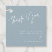 Simple Dusty Blue Brautparty Vielen Dank Geschenkanhänger (Vorderseite)