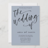 Simple Dusty Blue Calligraphy Wedding Einladung (Vorderseite)