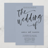 Simple Dusty Blue Calligraphy Wedding Einladung (Vorne/Hinten)