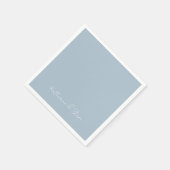 Simple Dusty Blue Couple Names Wedding Cocktail Serviette (Ecke)