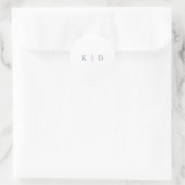 Simple Dusty Blue Elegant Wedding Monogram Runder Aufkleber (Tasche)