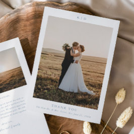 Simple Dusty Blue Elegante Wedding Foto Dankeskarte