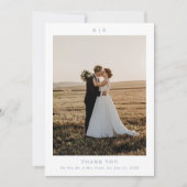 Simple Dusty Blue Elegante Wedding Foto Dankeskarte (Vorderseite)