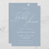Simple Dusty Blue Elegantes Script-Brautparty Einladung (Vorne/Hinten)