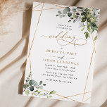 Simple Dusty Blue Eukalyptus Greenery Gold Wedding Einladung<br><div class="desc">Diese elegante Kollektion bietet gemischte Aquarellfarben-Blätter,  gepaart mit einem klassischen Serif & feinen Sans-Schriftart in Schwarz,  mit einem Monogramm auf der Rückseite. Matching-Elemente verfügbar.</div>