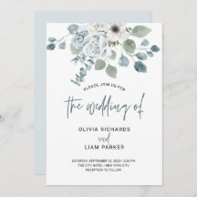 Simple Dusty Blue Floral and Eukalyptus Wedding