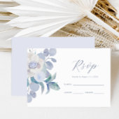 Simple Dusty Blue Floral Wedding RSVP