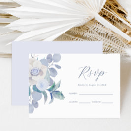 Simple Dusty Blue Floral Wedding RSVP