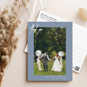 Simple Dusty Blue Foto Modern Vielen Dank Postkarte