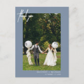 Simple Dusty Blue Foto Modern Vielen Dank Postkarte (Vorderseite)