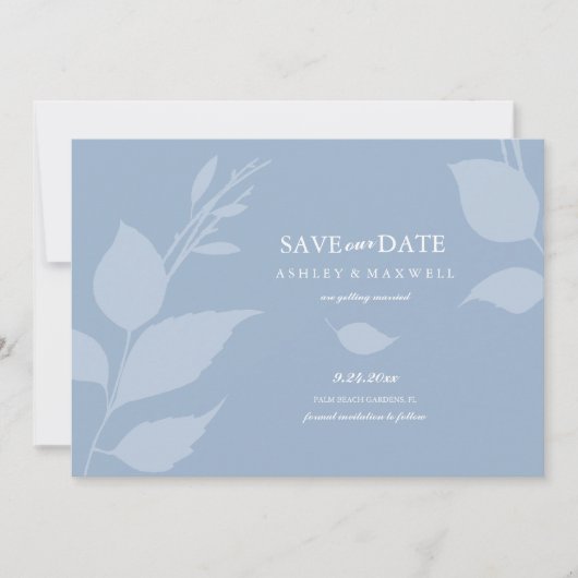 Simple Dusty Blue Foto Save the Date (Vorderseite)