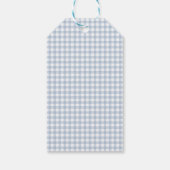 Simple Dusty Blue Gingham Boys Baby Shower Gevor Geschenkanhänger (Rückseite)