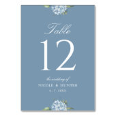 Simple Dusty Blue Hydrangea Wedding Table Number Tischnummer (Rückseite)
