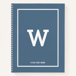 Simple Dusty Blue Initial Monogram Sketchbook Notizblock