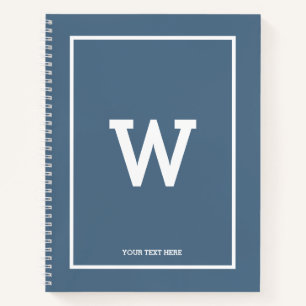 Simple Dusty Blue Initial Monogram Sketchbook Notizblock