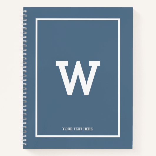 Simple Dusty Blue Initial Monogram Sketchbook Notizblock (Vorderseite)