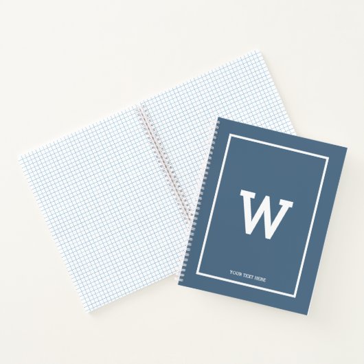 Simple Dusty Blue Initial Monogram Sketchbook Notizblock (Innenseite)