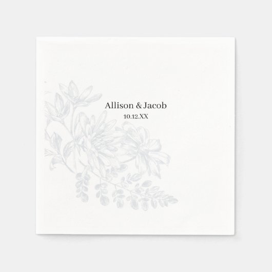 Simple Dusty Blue Line Zeichnend Hochzeit Napkins Serviette (Vorderseite)