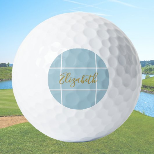 Simple dusty blue minimalist custom name ladies golfball