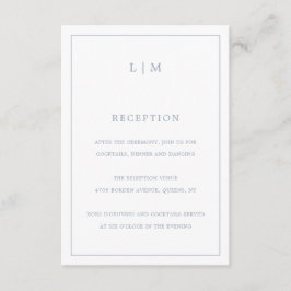 Simple Dusty Blue Monogram Elegant Wedding Begleitkarte