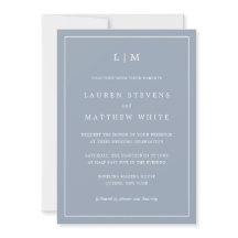 Simple Dusty Blue Monogram Elegant Wedding
