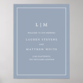 Simple Dusty Blue Monogram Elegant Wedding Poster (Vorne)
