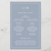 Simple Dusty Blue Monogram Elegant Wedding Program (Rückseite)