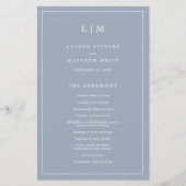 Simple Dusty Blue Monogram Elegant Wedding Program (Vorderseite)