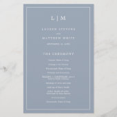 Simple Dusty Blue Monogram Elegant Wedding Program (Vorderseite)