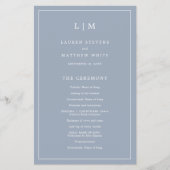 Simple Dusty Blue Monogram Elegant Wedding Program Flyer (Vorne)