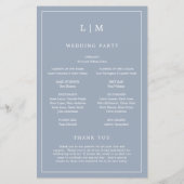 Simple Dusty Blue Monogram Elegant Wedding Program Flyer (Hinten)