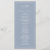Simple Dusty Blue Monogram Elegant Wedding Programm (Rückseite)