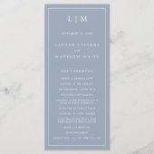 Simple Dusty Blue Monogram Elegant Wedding Programm (Vorderseite)
