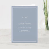 Simple Dusty Blue Monogram Elegant Wedding Programm (Vorderseite)