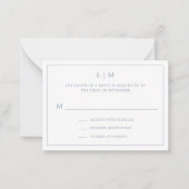 Simple Dusty Blue Monogram Elegant Wedding UAWG Mitteilungskarte (Vorderseite)