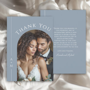 Simple Dusty Blue Monogram Wedding Foto Vielen Dan Dankeskarte