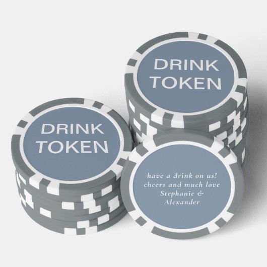 Simple Dusty Blue Newlywed Wedding Drink Token Pokerchips (Stapel)