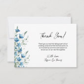 Simple Dusty Blue & Sage Boho Wildflowers Wedding Dankeskarte (Vorderseite)
